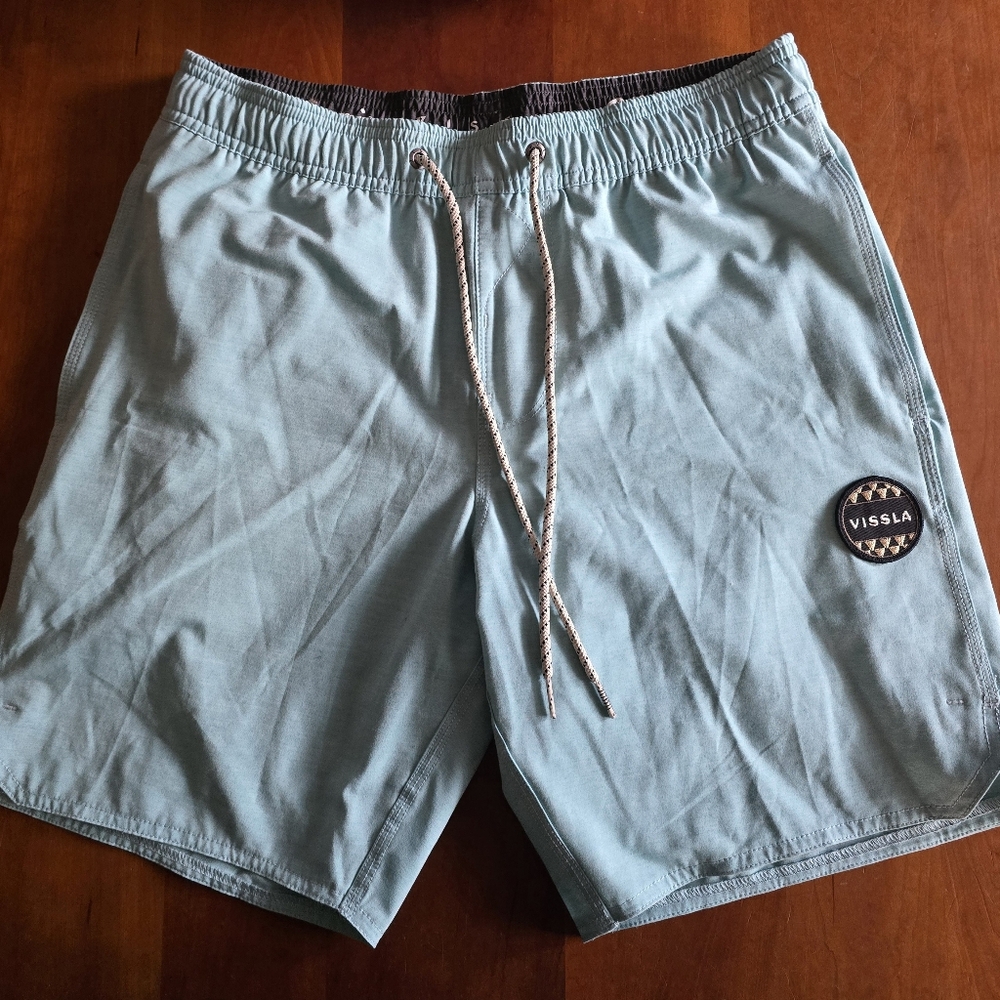 Vissla, Ecolastics Quick Dry Drawstring Shorts, Size Small, Color: Teal